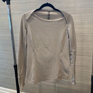 LuLuLemon L/S pullover, Sz 12, herringbone pattern, wide neckline.